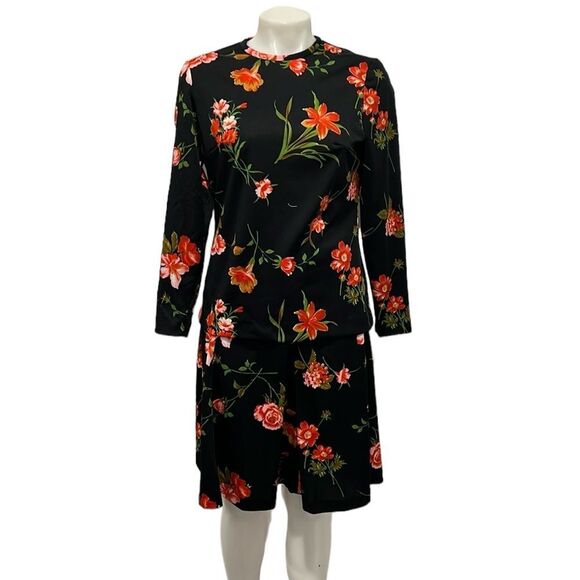 Vintage 60s Bravo knits floral long sleeve midi skirt set size 14 NWT - Picture 1 of 11